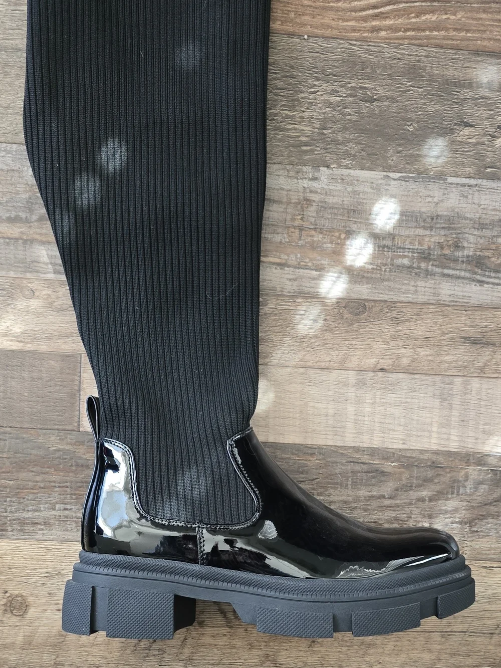 Black Knitted Thigh High Boots Sz. 37 NWOT